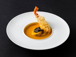 季節の野菜のブルーテ ズワイガニのフリット添え