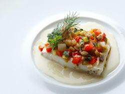 ヒラメのアロマット シャンパンソース