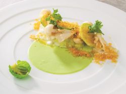 柚子唐墨にキャベツとアンチョビのクリーム