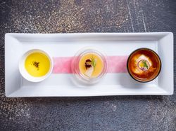 豆腐のパンナコッタとくみ上げ湯葉のロワイヤル風豆乳のフラン