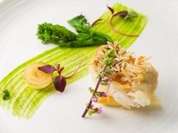 甘鯛のうろこ焼きと帆立 野菜の軽いソース