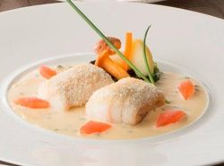 舌平目のブレゼ シブレットとトマト入りソース・アルベール