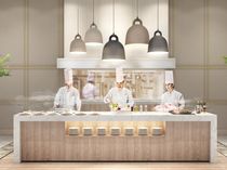 全ての会場に、専用のオープンキッチンを完備。シェフが会場のゲストの表情を直接見ながら仕上げる。