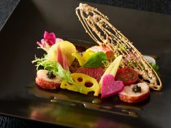 オマール海老と野菜のパレット仕立て 玄米黒酢香るビネグレット