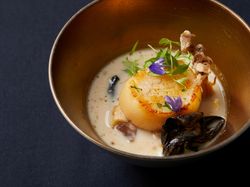 活ホタテとキノコのパナシェ クレーム・ド・ロワイヤル