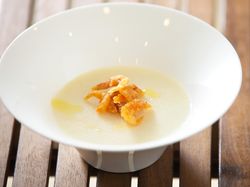 【スープ】新じゃがいものクリームスープ 桜海老を浮かべて