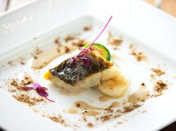 【魚料理】スズキのポワレ
トリュフとポルチーニ茸香るきのこのクリームソース