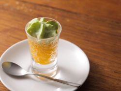 三ケ日みかんのシャーベット 静岡抹茶のエスプーマ