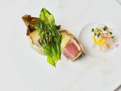 カツオと焼きナスキャベツ包み