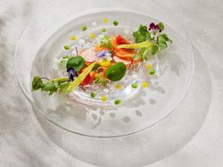 雪塩と沖縄クラフトジンでマリネしたノルウェーサーモンのガルグイユ