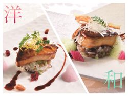 仏/フォアグラのポワレ 季節野菜のリゾット
和/フォアグラの柚子味噌焼きと和風りリゾット