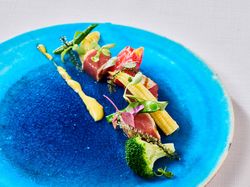 マグロのグリルア 季節のサラダ パッション香るソースマヨネーズ