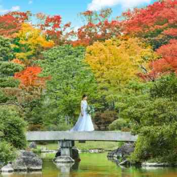 日本庭園内での前撮りも人気