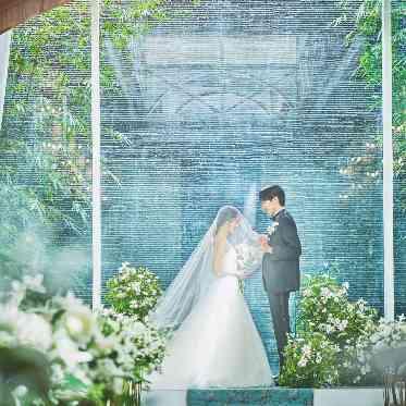 ザ・ピーク プレミアムテラス 自然と調和した空間の奥には水がきらめき、おふたりのシルエットをさらに際立たせます