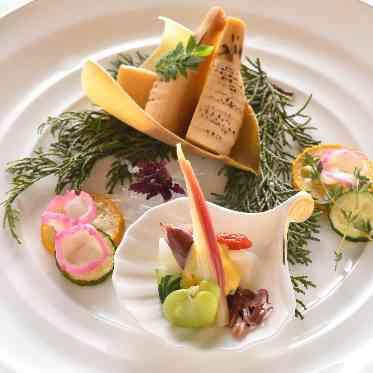 筍木の芽焼き ホタルイカと春野菜の黄味噌添え