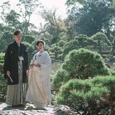 柳川藩主立花邸 御花 100本の松の木がおふたりを祝福。1年中緑が美しい