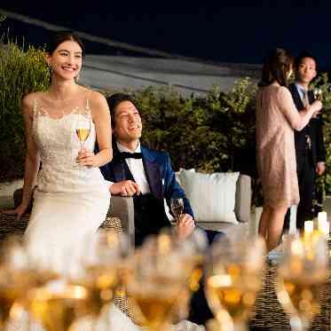 アヴァンセ リアン 大阪 ナイト挙式もオススメ。二次会を夜のテラスで行うもの素敵です