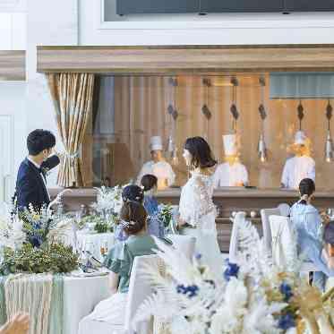 ララシャンスOKAZAKI迎賓館 会場内にはオープンキッチンが併設
