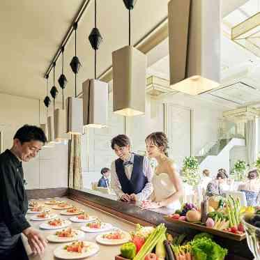 ララシャンスOKAZAKI迎賓館 会場内にはオープンキッチンが併設