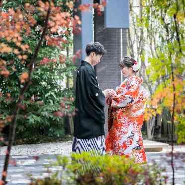 和の趣ある館内では、京都らしい和婚も叶う