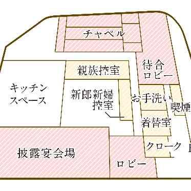 アルマリアン東京 【フロアマップ】ワンフロアに結婚式に必要なスペースをすべて完備※両会場同様の造り
