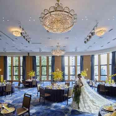 大宮 清水園 大きな窓から差し込む自然光と「水」や「空」を連想させる青の絨毯はお写真映え♪