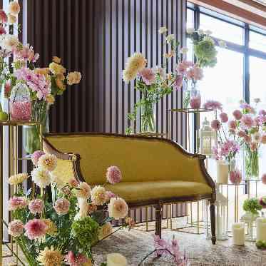 大宮 清水園 テラスのグリーンと装花で、オリジナルコーディネート♪