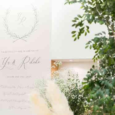 アルカンシエル luxe mariage 名古屋 タペストリー装飾も華やかに