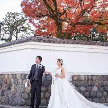 料亭 か茂免 紅葉×ウエディングドレス