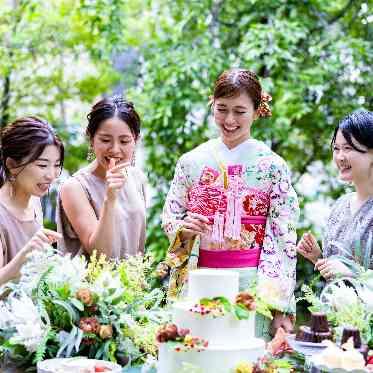 AILE d’ANGE NAGOYA(エル・ダンジュ ナゴヤ) 和装もはえるボールルーム。ガーデンテラスでデザートビュッフェを楽しんで
