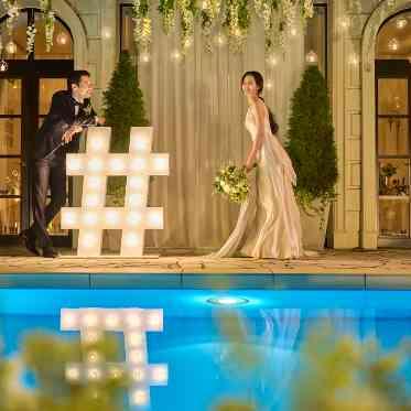 アクアテラス迎賓館(新横浜)/テイクアンドギヴ・ニーズウェディング おふたりでのロマンティックなナイトフォトも人気