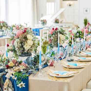 茅ヶ崎迎賓館/テイクアンドギヴ・ニーズウェディング 流しテーブルでのコーディネートはゲスト同士の距離も近くアットホームな空間を演出