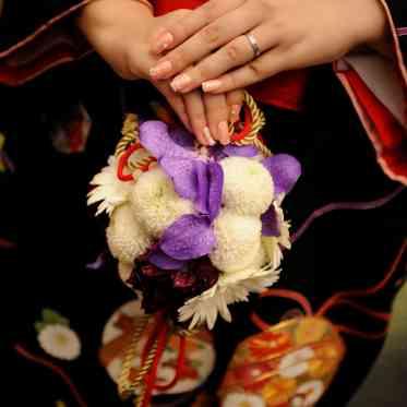 響 風庭 赤坂 和装にはボールブーケがオススメ