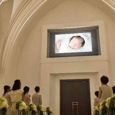 ララシャンスHIROSHIMA迎賓館 チャペル内で映像を流すことができる
