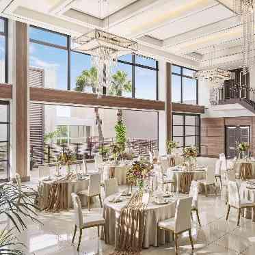 ララシャンスHIROSHIMA迎賓館 天井高6メートル。最大120名着席可能。