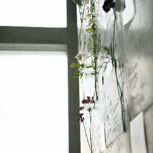 壁一面に花をあしらって