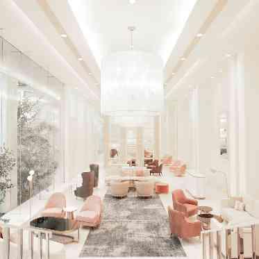 musee yotsuike(ミュゼ四ツ池) エントランスを入ってすぐのロビーは解放的な空間