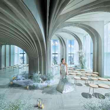 une osaka(ユヌ 大阪) 大樹のようなアーチ曲線で構成された柔らかな空間