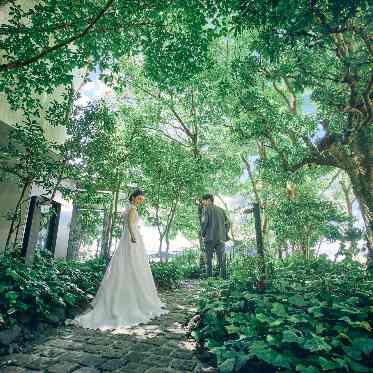 浜名湖オーベルジュ キャトルセゾン 入り口は緑が広がるフォトスポットに