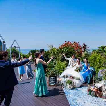 開放感満点のウッドデッキでアフターセレモニー♪