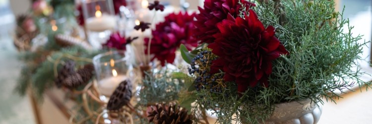 披露宴　テーブル　装花　秋冬