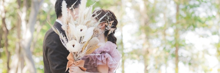 新郎新婦　ブーケ　秋