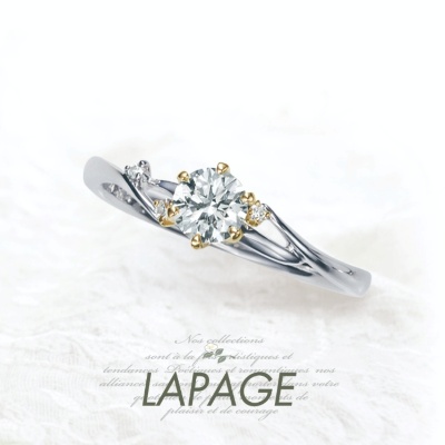 ラパージュ　婚約指輪　ウェーブ　メレ