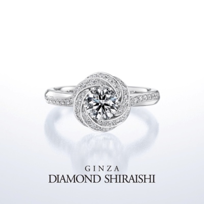 銀座ダイヤモンドシライシ　婚約指輪　ストレート　メレ