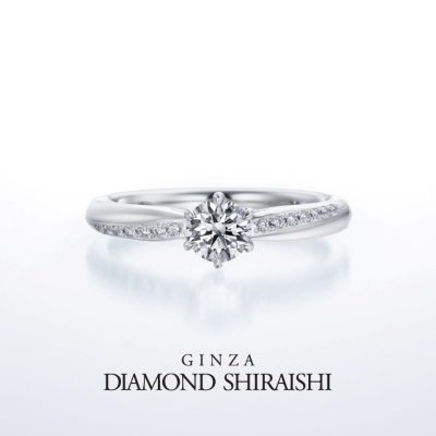 銀座ダイヤモンドシライシ　婚約指輪　ストレート　メレ
