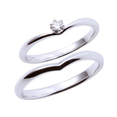 ザキス　結婚指輪　V文字　ホワイトゴールド