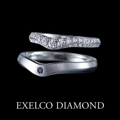 エクセルコ　結婚指輪　V文字　パヴェ
